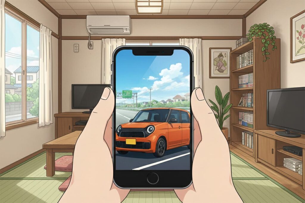 スマートフォンに映るN-ONE RS