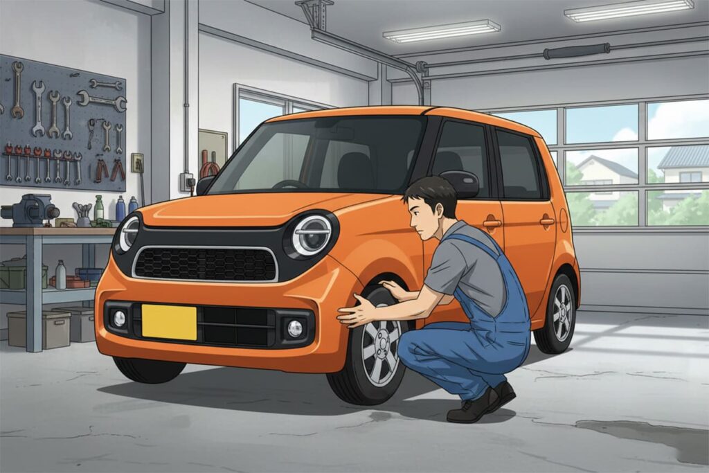 N-ONE RSをメンテナンスする男性