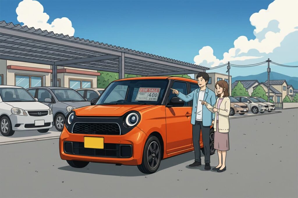 N-ONE RSの中古車を見る夫婦