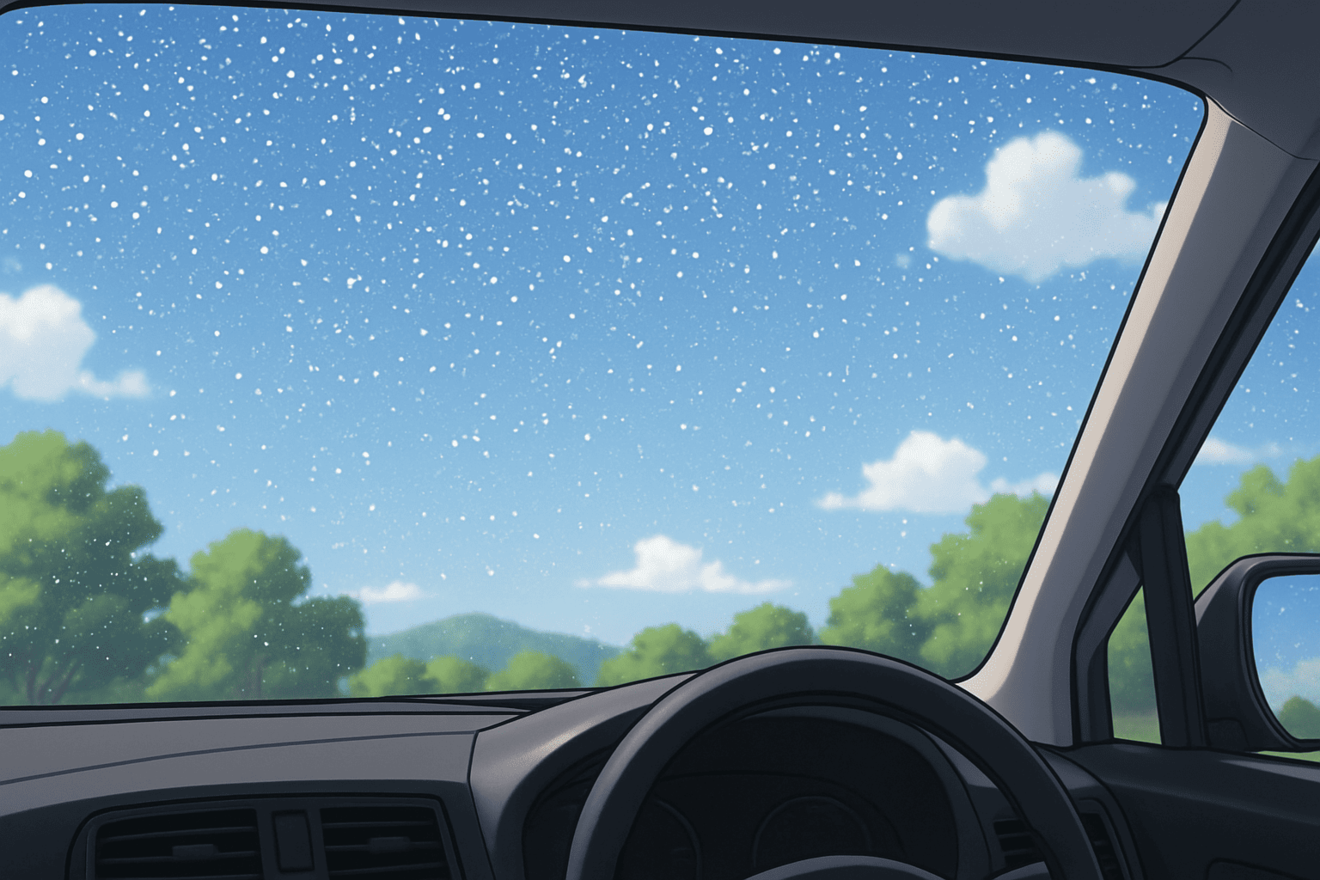 フロントガラスの細かい点々